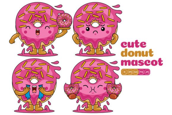 A Close Look at the Cute Donut Mascot Vector Pack for Embroidery