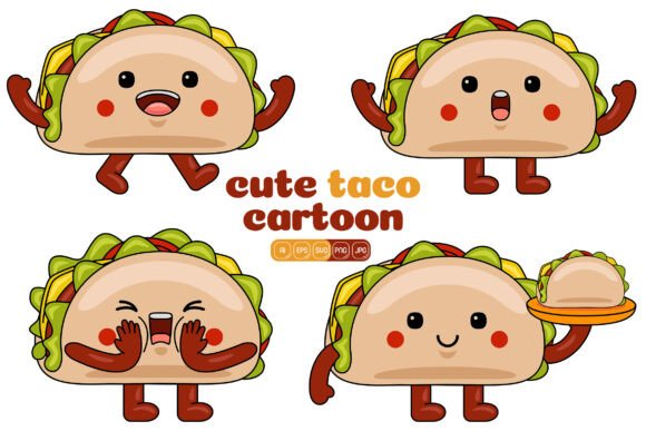 A Cute Taco Mascot Vector Pack for Brand Illustration