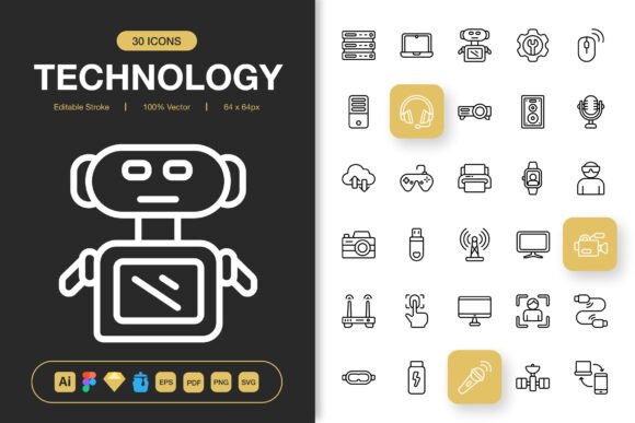 A Designer's Review: Technology Outline Icons for Modern Graphics
