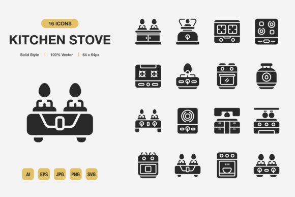 A Designer’s Review: Kitchen Stove Solid Icons for Graphics