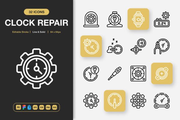 A Practical Review of Clock Repair Icons for Digital Product Creation