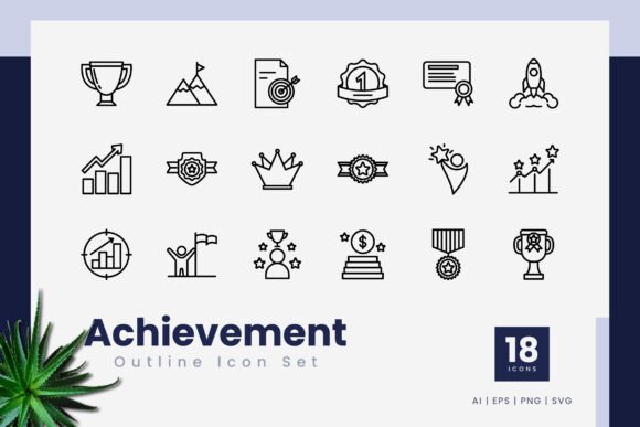 Achievement Outline Icons: A Versatile Graphics Set