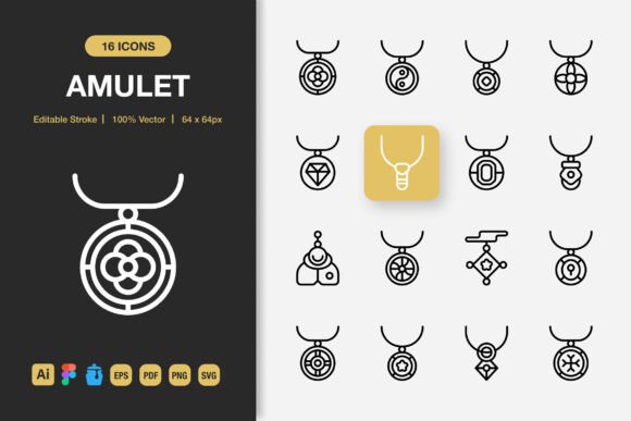 Amulet Outline Icons: A Graphic Designer’s Take on Marketing Assets