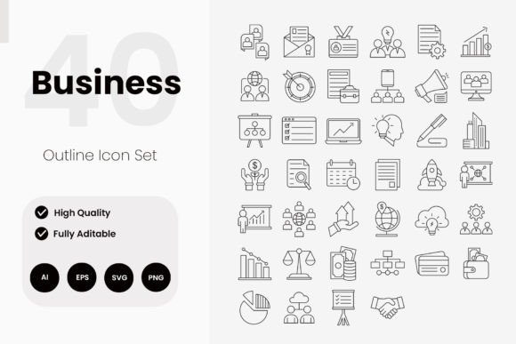 Business Line Icons: A Versatile Graphics Asset for Crafters