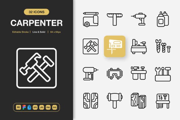 Carpenter Icons: A Modern Graphics Set for Crafted Branding