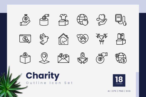 Charity Outline Icons: A Versatile Embroidery Design