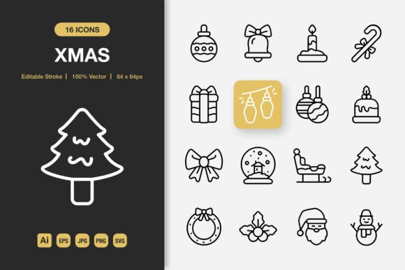 Christmas Crafting with XMAS Outline Icons Graphics