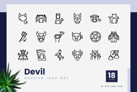 Devil Outline Icons: A Versatile Graphics Set for Creative Projects