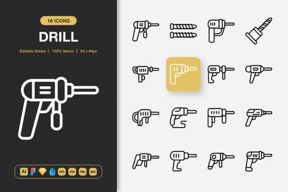 Drill Icons: A Minimalist Graphics Set for Modern Design