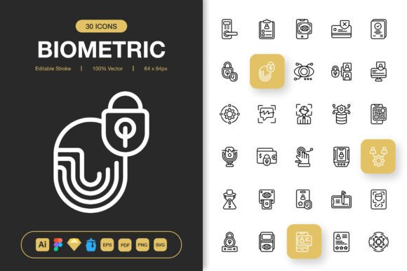 Elevating Editorial Design with Clean Biometric Icon Graphics
