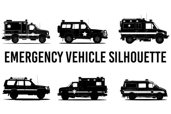 Emergency Vehicle Silhouette Vector for Modern Graphics