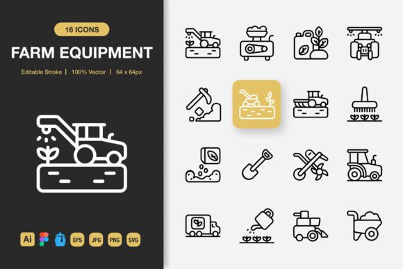 Farm Equipment Outline Icons: A Graphic Designer's Practical Review
