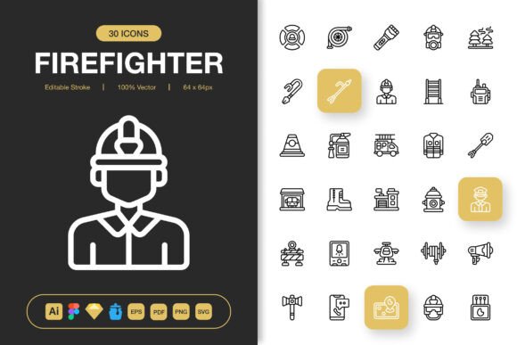 Firefighter Icons: A Versatile Graphics Set for Crafters