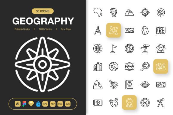 Geography Graphics: A Minimalist Icon Set for Creators