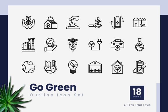 Go Green Outline Icons: A Fresh Graphic Asset for Local Brands