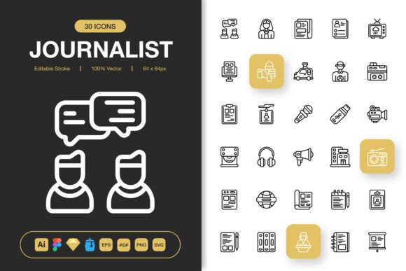 Journalist Icons: Elevate Your Graphics and Editorial Design
