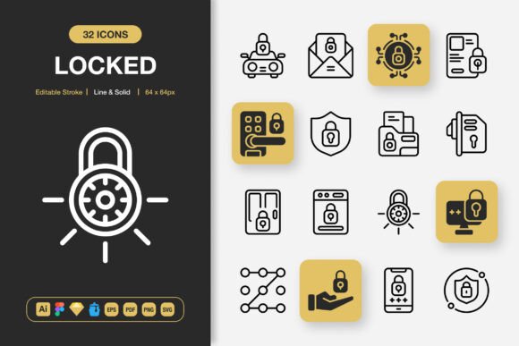 Locked Icons Graphics for Your Crafting and Business