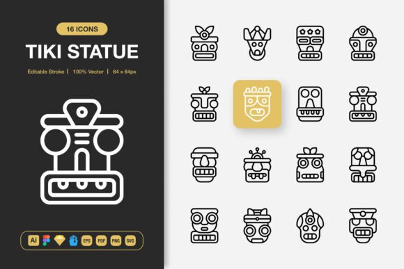 Tiki Statue Icons: A Versatile Graphics Set for Modern Brands