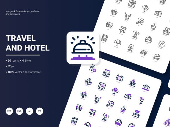 Travel and Hotel Icon Pack: A Versatile Graphics Set